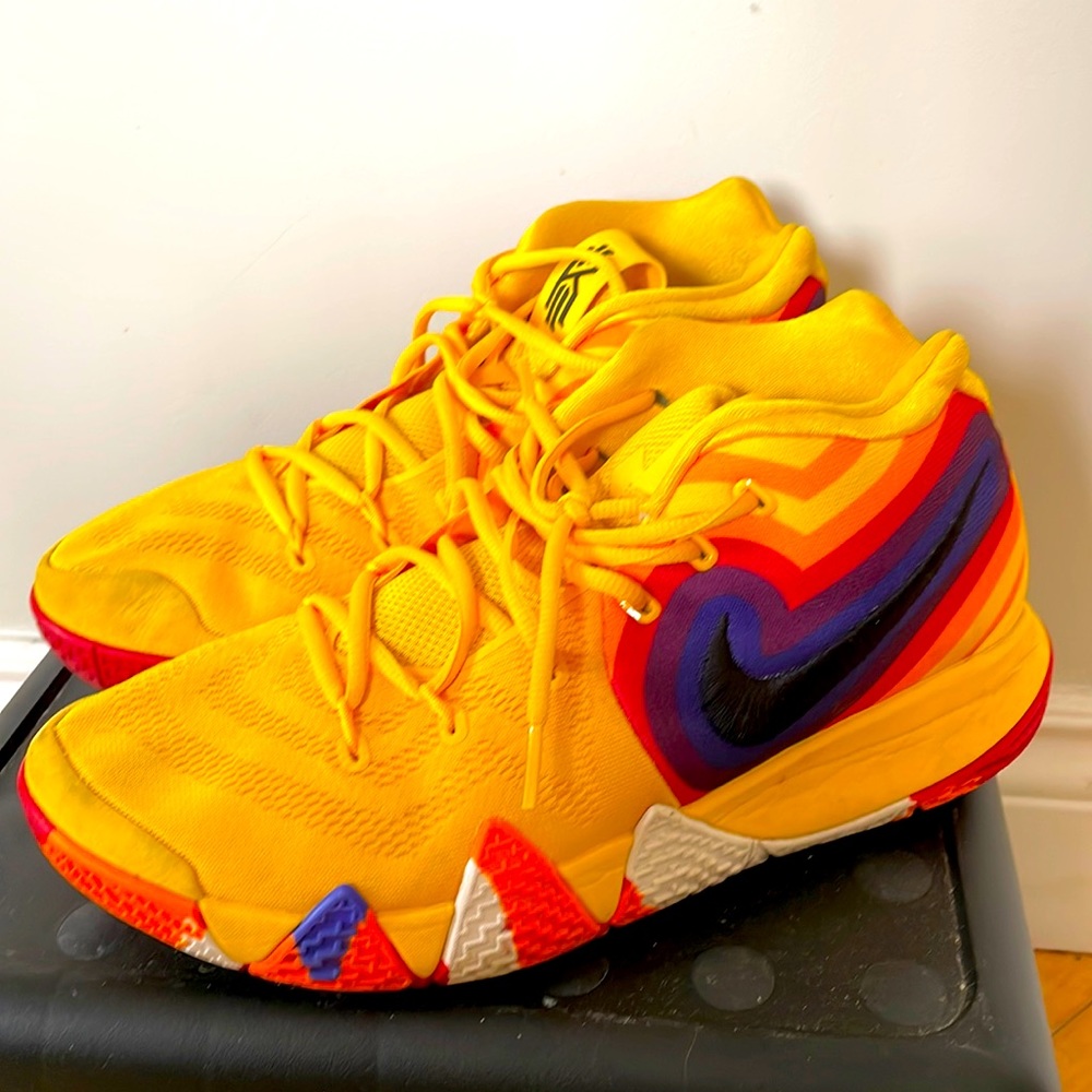 Nike Kyrie 4 Men’s Sneakers - Bright Yellow with Red, Purple & Blue Accents
